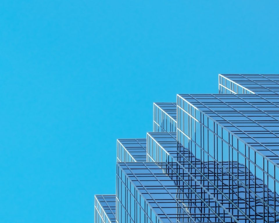 Glass facade of a contemporary office building