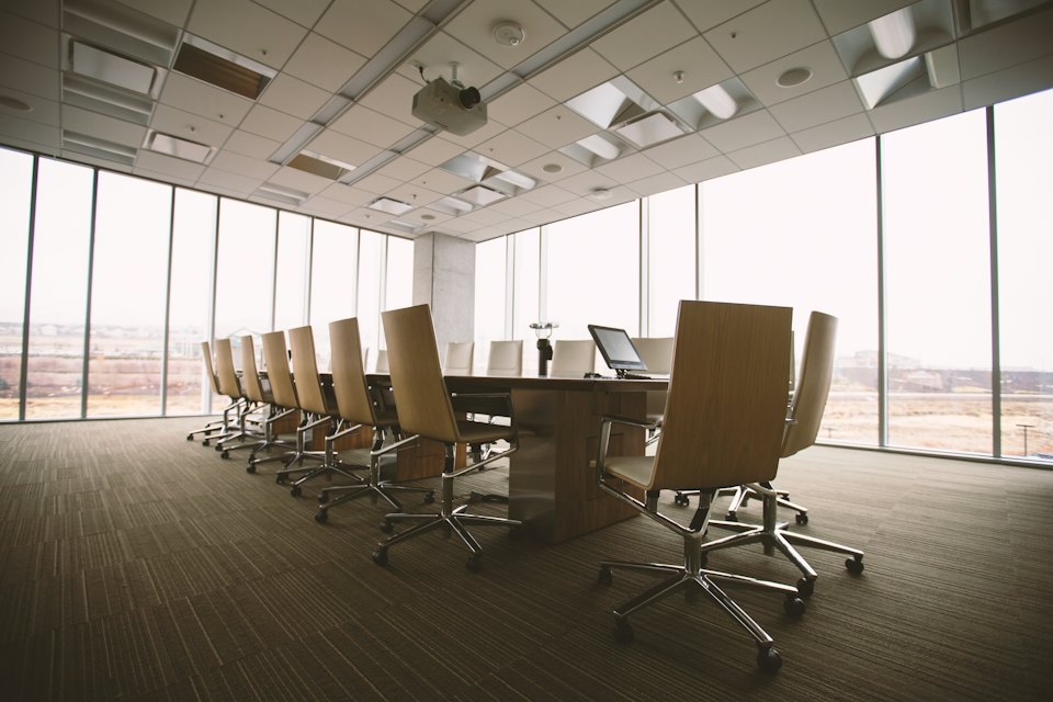 Meeting room prepared for a client meeting